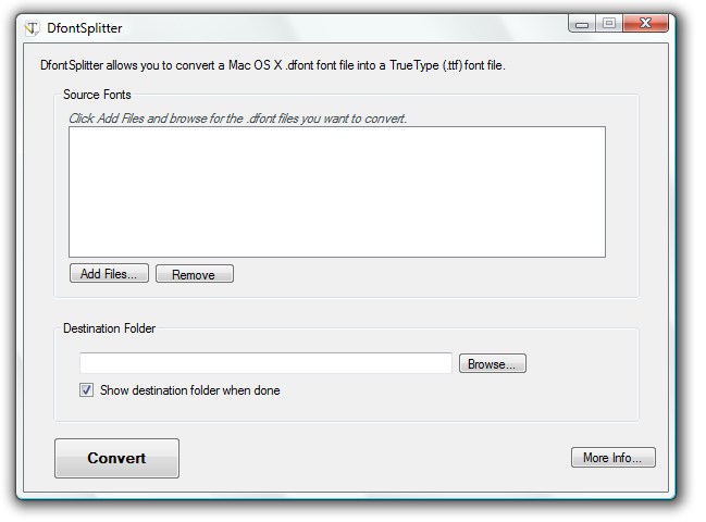New DfontSplitter 0.2 for Windows interface